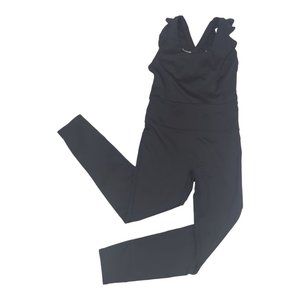 Wavvy Black Long Criss-cross Back with Ruffles Bodysuit Size Small‎